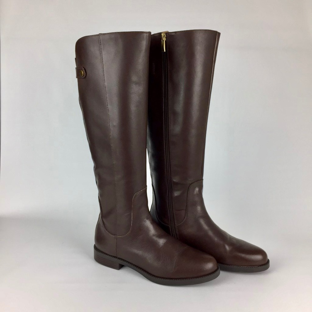 Franco Sarto Castor Brown Leather Tall Riding Boot